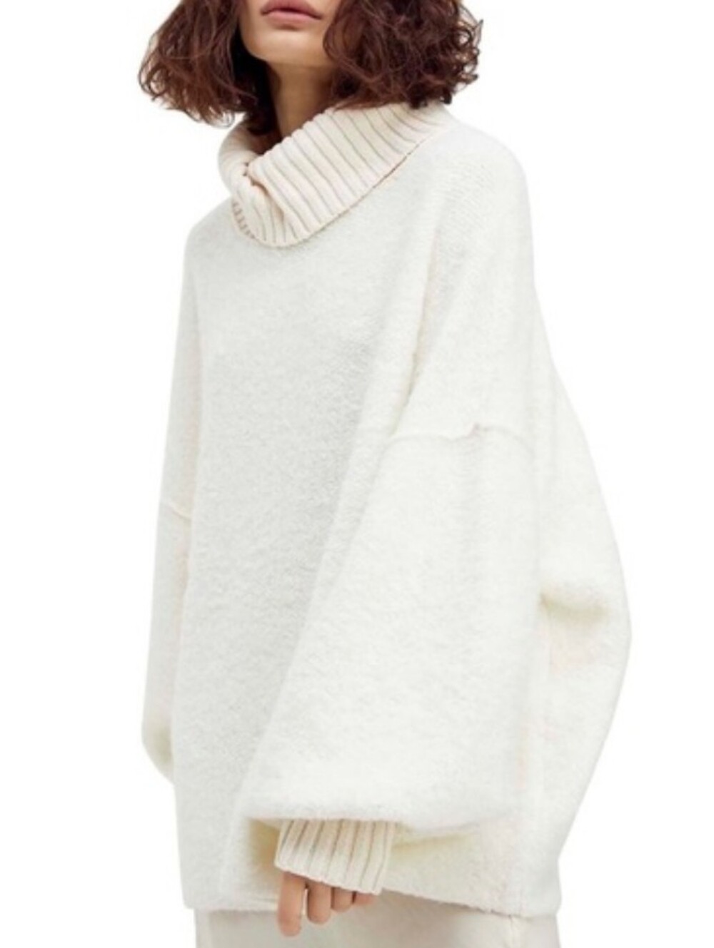 Free People ivory cream oversized turtleneckknit textured sweater